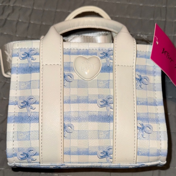 Betsey Johnson Blue and White Mini Crossbody Bag - Picture 3 of 12
